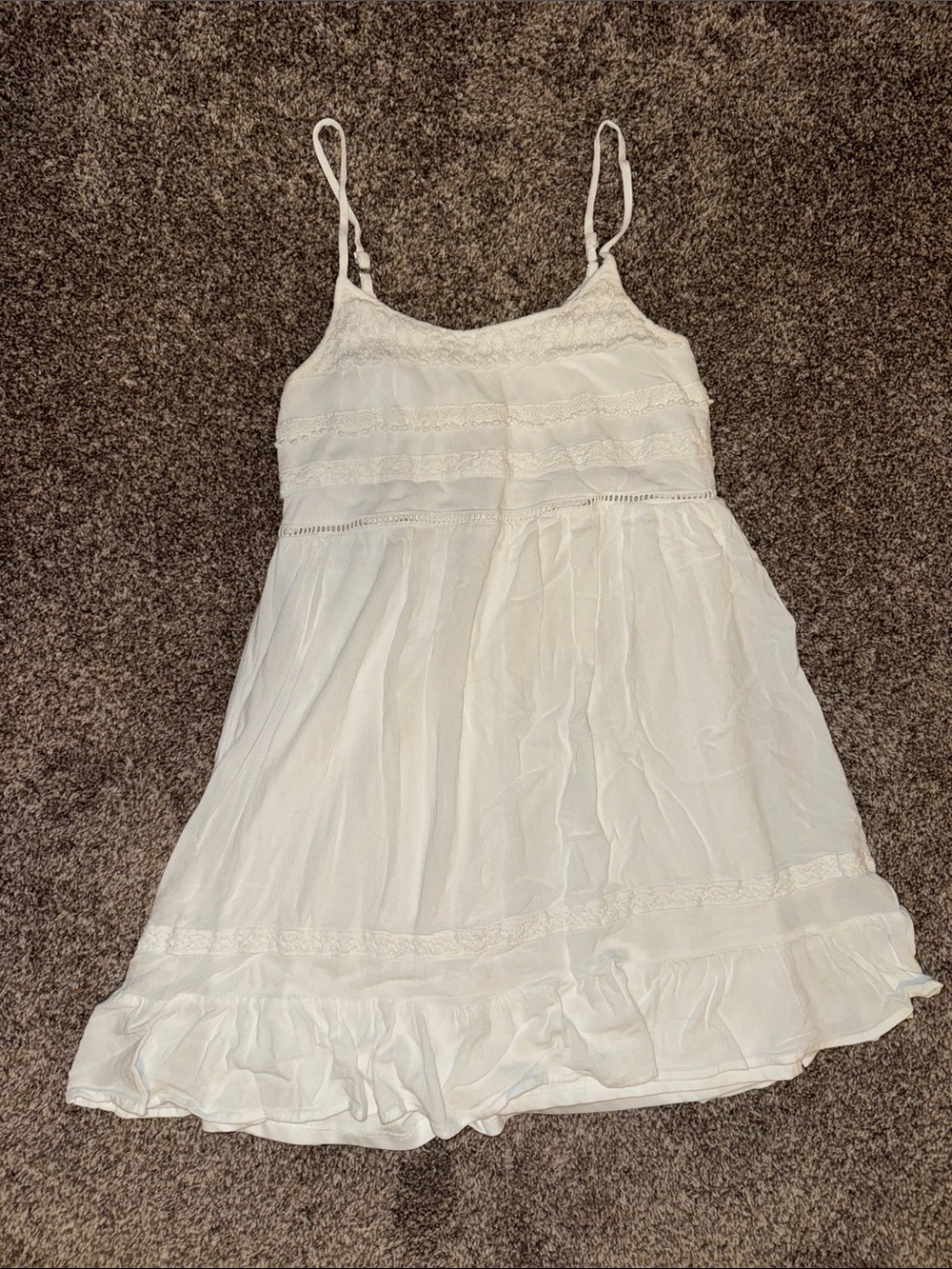 Socialite White Lace-Trim Spaghetti Strap Slip Dress